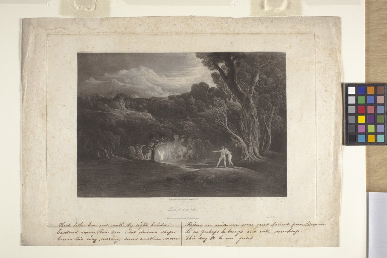 Paradis - Ærkeenglen Rafaels tilnærmelse (mezzotint) af John Marin