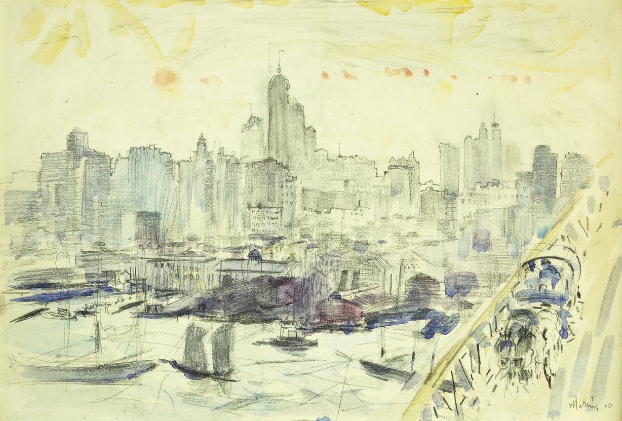 I nærheden af Brooklyn Bridge af John Marin