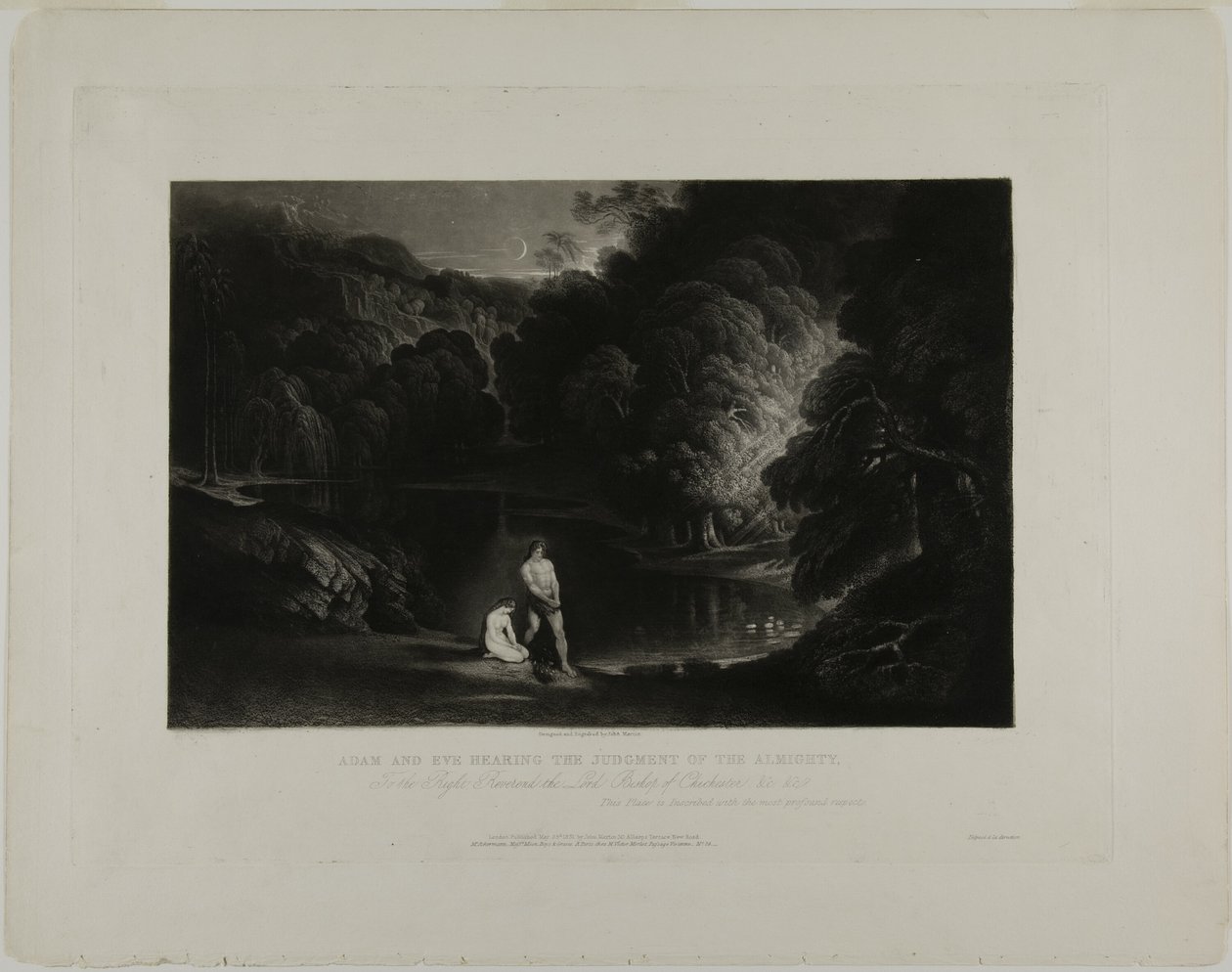 Adam og Eva hører den Almægtiges dom, fra illustrationer af Bibelen af John Martin