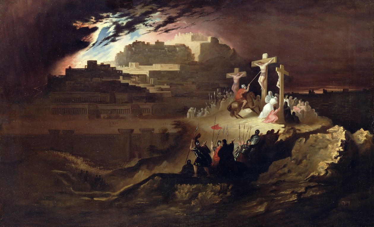 Golgata, ca. 1830-40 (olie på lærred) af John Martin