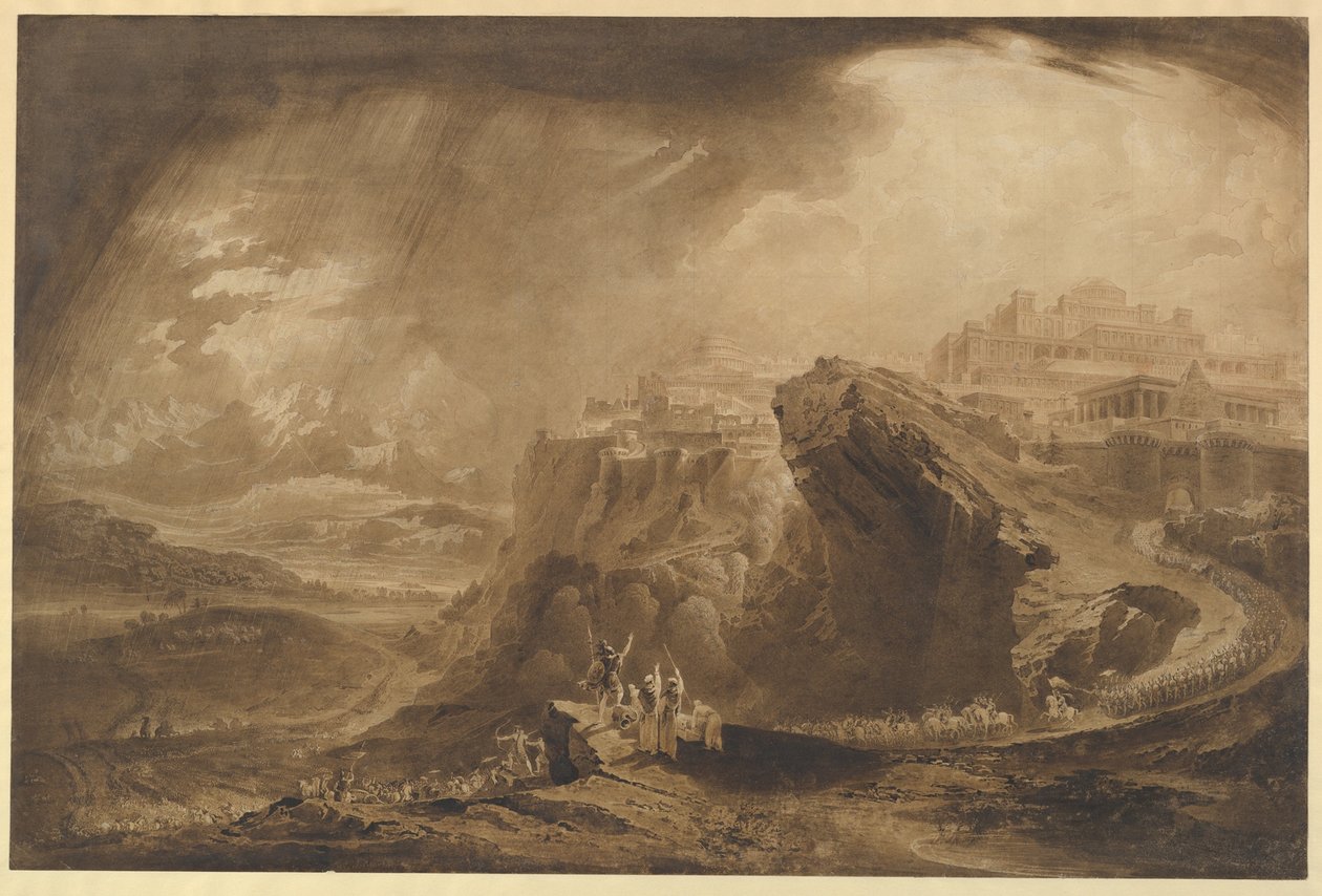 Josva befaler solen at stå stille over Gibeon (Josva 10:12-14) af John Martin