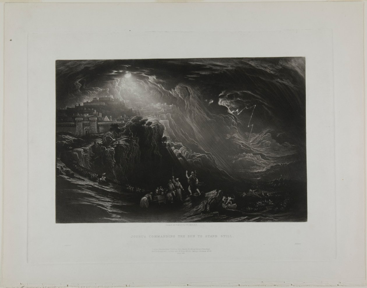 Joshua befaler solen at stå stille, fra Bibelens illustrationer af John Martin