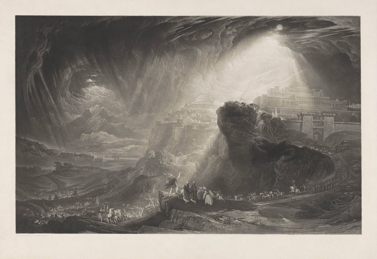 Joshua befaler solen at stå stille, bevis før teksten af John Martin
