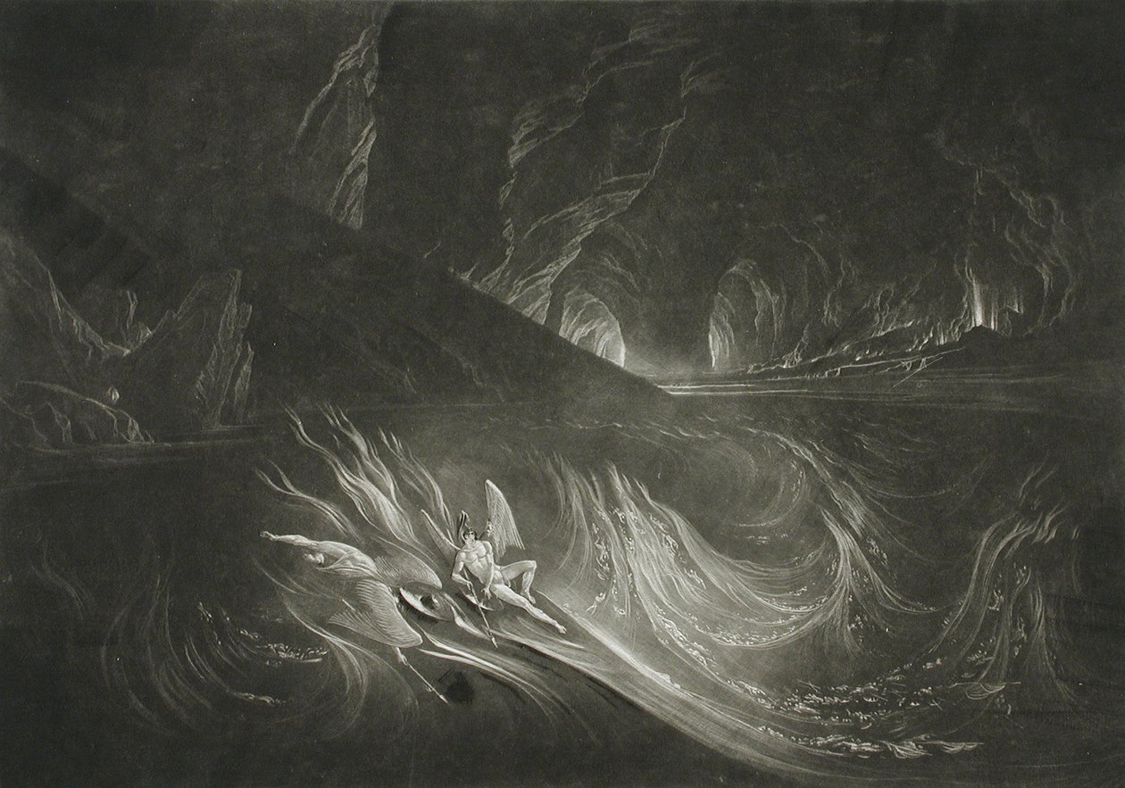 Lucifer på den brændende sø af John Martin