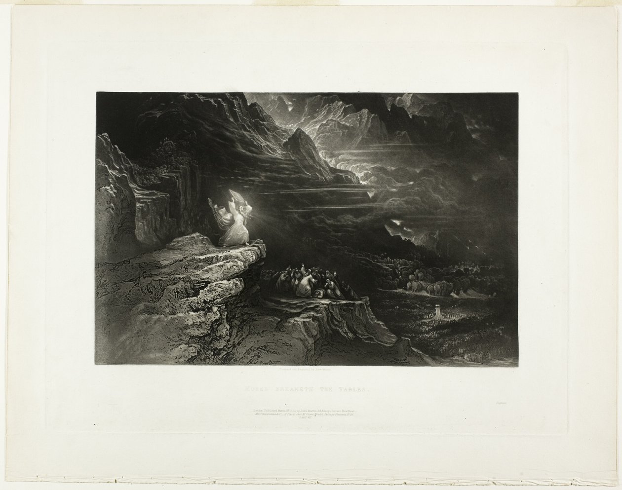 Moses bryder tabellerne, fra illustrationer af Bibelen af John Martin