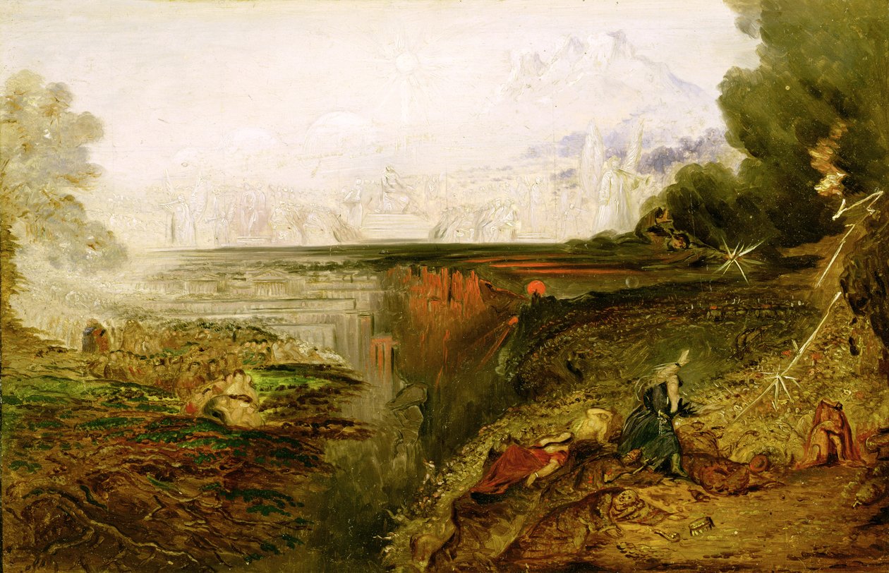 Studie til The Last Judgement, ca. 1851-53 (olie på panel) af John Martin
