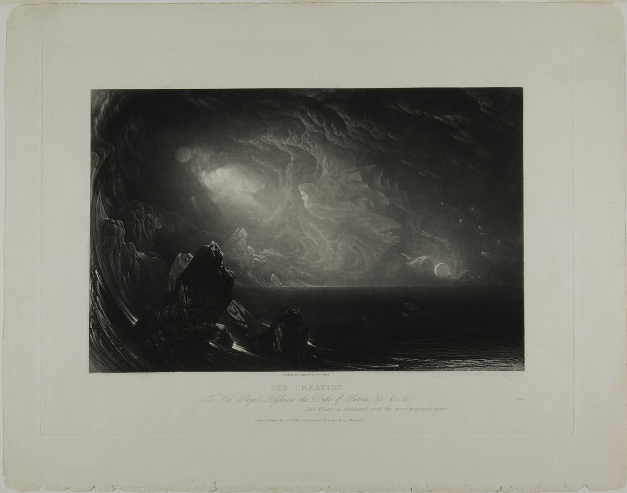 Skabelsen, fra illustrationer af Bibelen af John Martin