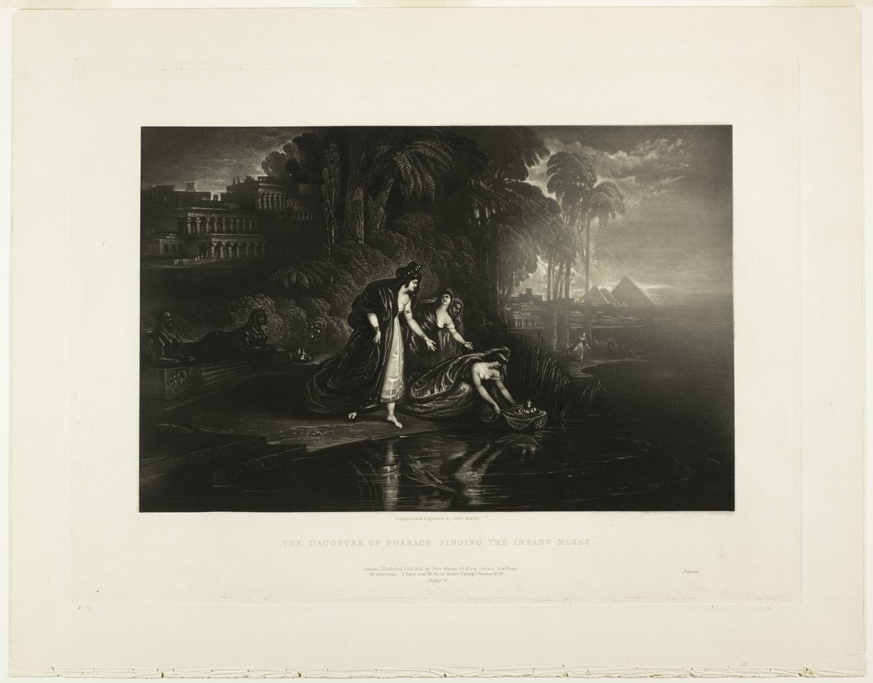 Faraas datter finder spædbarnet Moses, fra illustrationer af Bibelen af John Martin