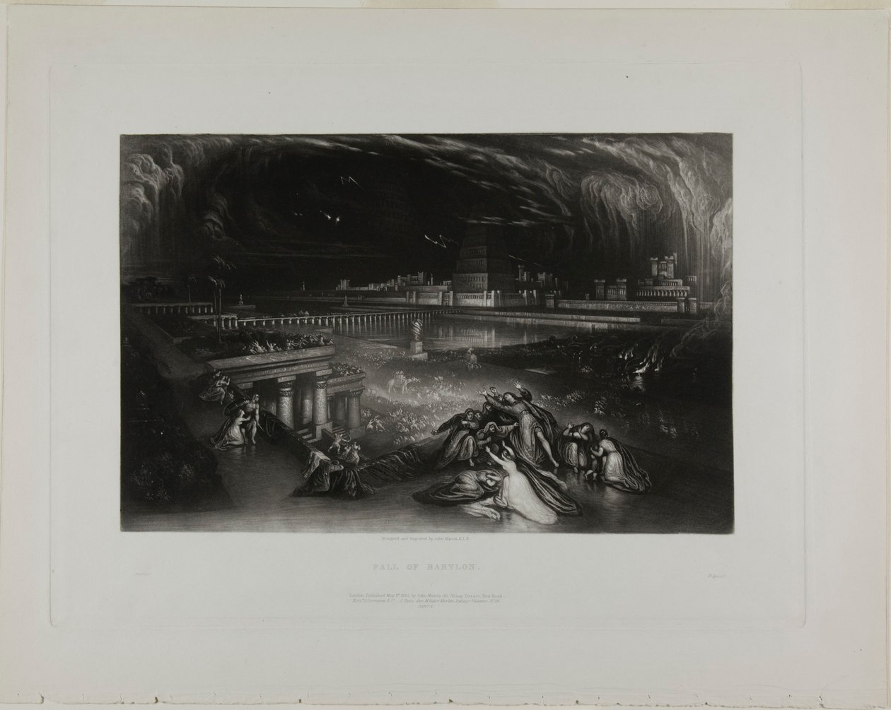 Babylons fald, fra illustrationer af Bibelen af John Martin