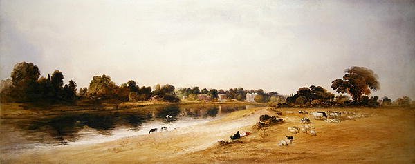 Themsen, Twickenham (akvarel på papir) af John Martin