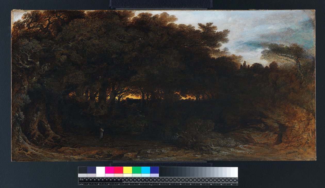 Twilight in the Woodlands, 1850 (olie på papir lagt på lærred) af John Martin