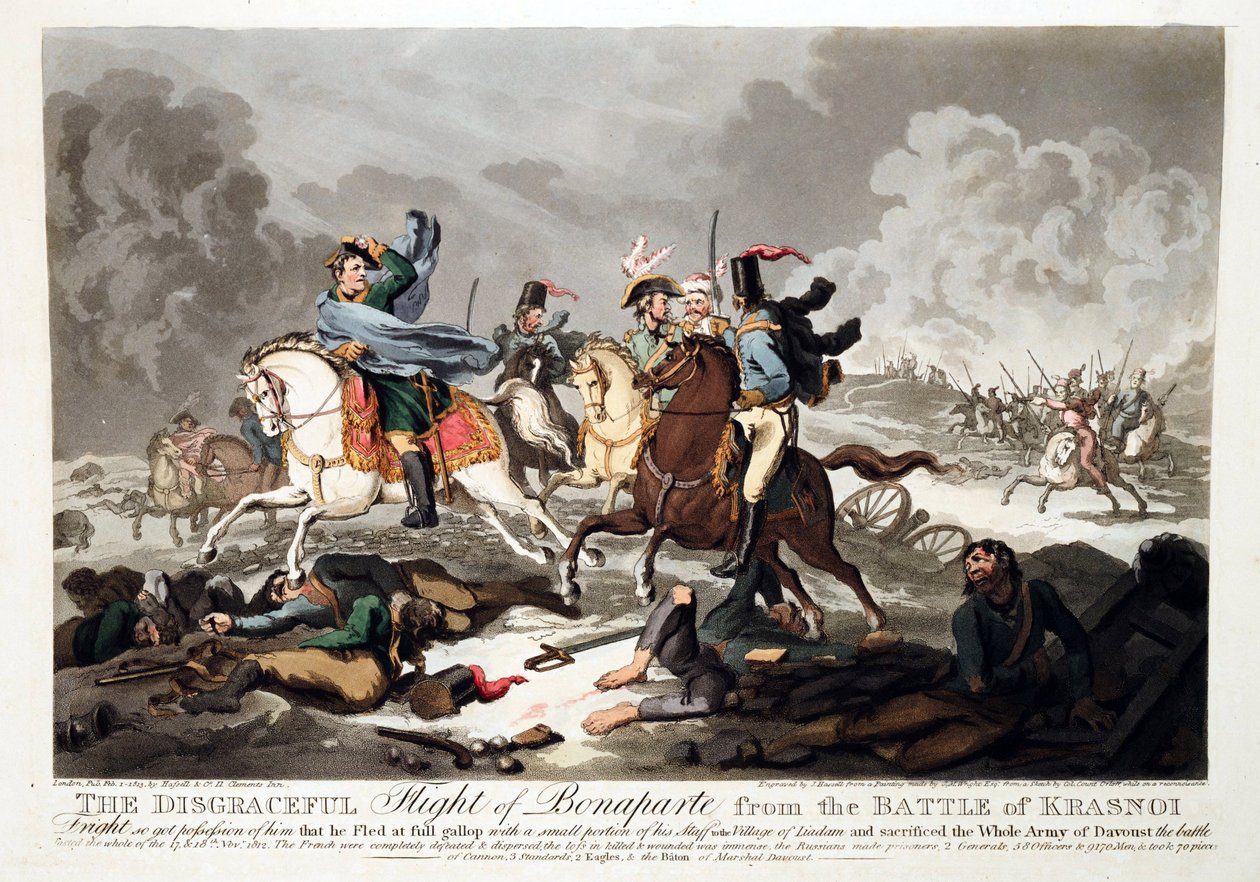 Bonapartes flugt fra slaget ved Krasnoi (Krasnoje) 1812 - Wright, John Massey (1777-1866) - 1814 - Akvatinte - 42,1x57,5 - Privat samling af John Massey Wright