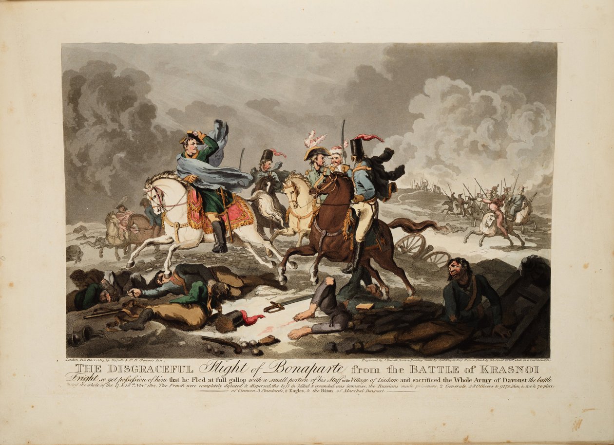 Bonapartes flugt fra slaget ved Krasnoi, 1814 af John Massey Wright