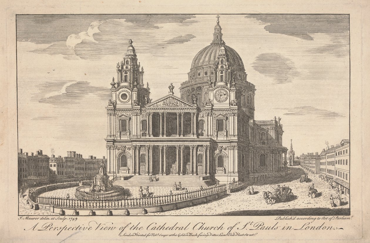 Et perspektivbillede af Cathedral Church of St. Pauls i London af John Maurer