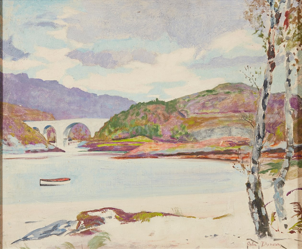 Bro over floden (olie om bord) af John Duncan