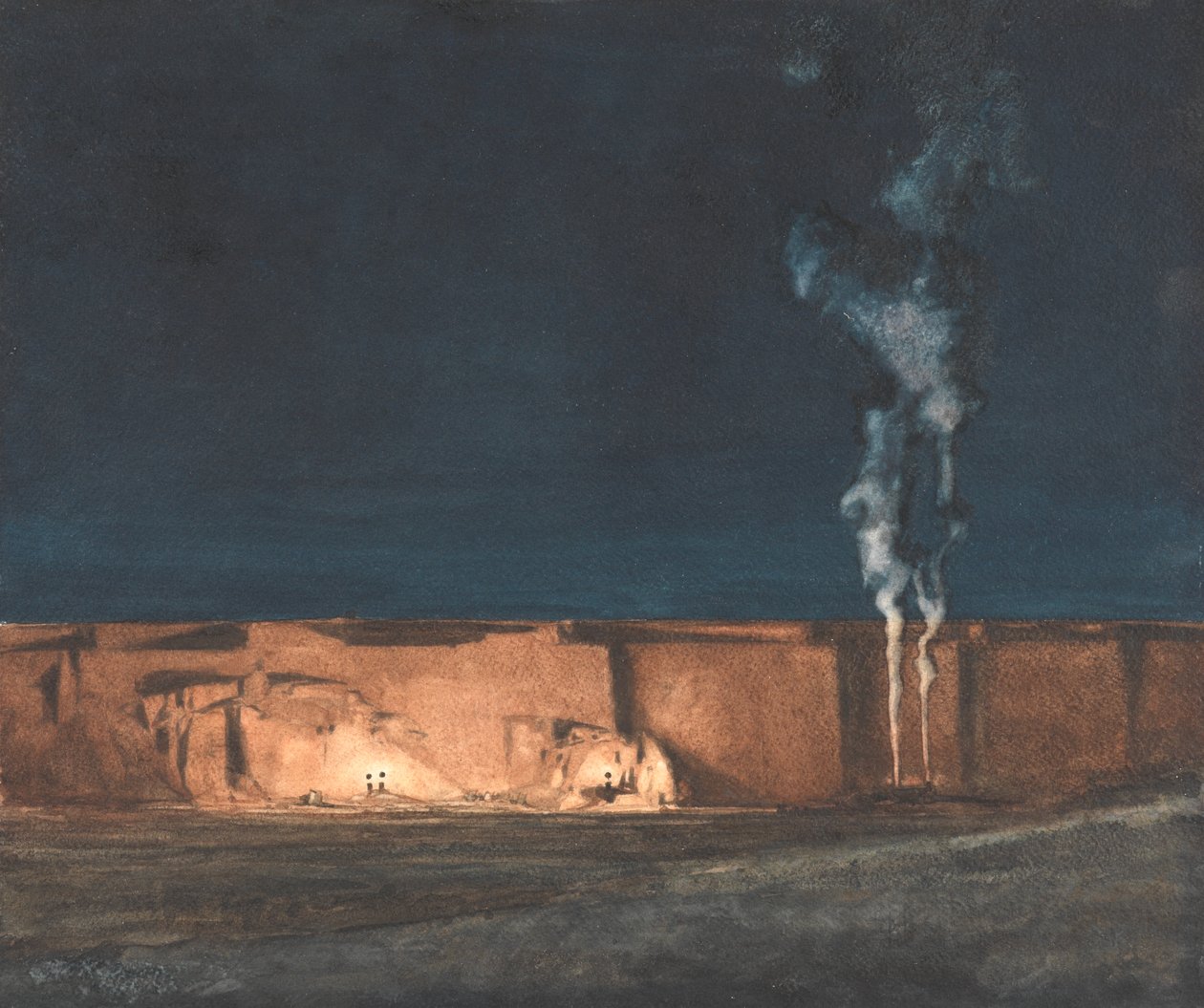 Gravel-Pit: Night (akvarel) af John Duncan