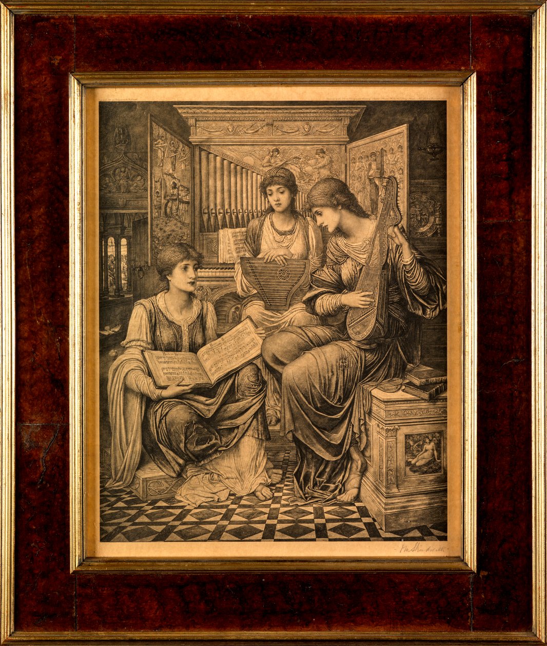 The Gentle Music of the Bygone Day (gravering?) af John Melhuish Strudwick