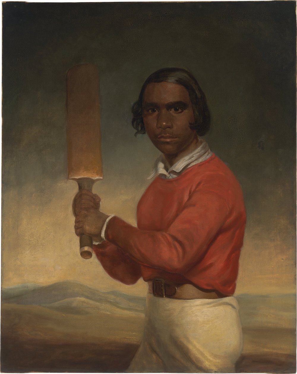 Portræt af Nannultera, en ung cricketspiller fra Poonindie
Alternativ(e) titel(r):  

Indfødt i South Australia, elev på missionsinstituttet i Poonindie af John Michael Crossland