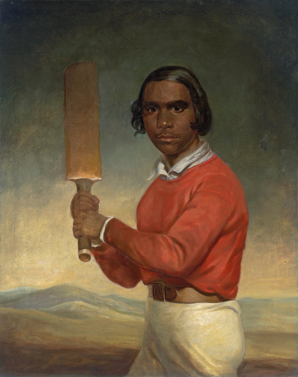 Portræt af Nannultera, en ung cricketspiller fra Poonindie
Alternativ(e) titel(r):  

Indfødt i South Australia, elev på missionsinstituttet i Poonindie af John Michael Crossland