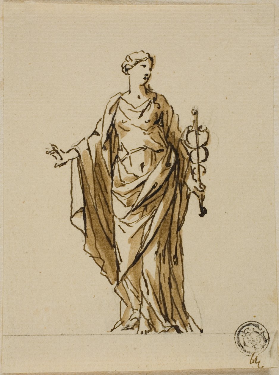 Stående allegorisk figur med Caduceus (fred?) af John Michael Rysbrack