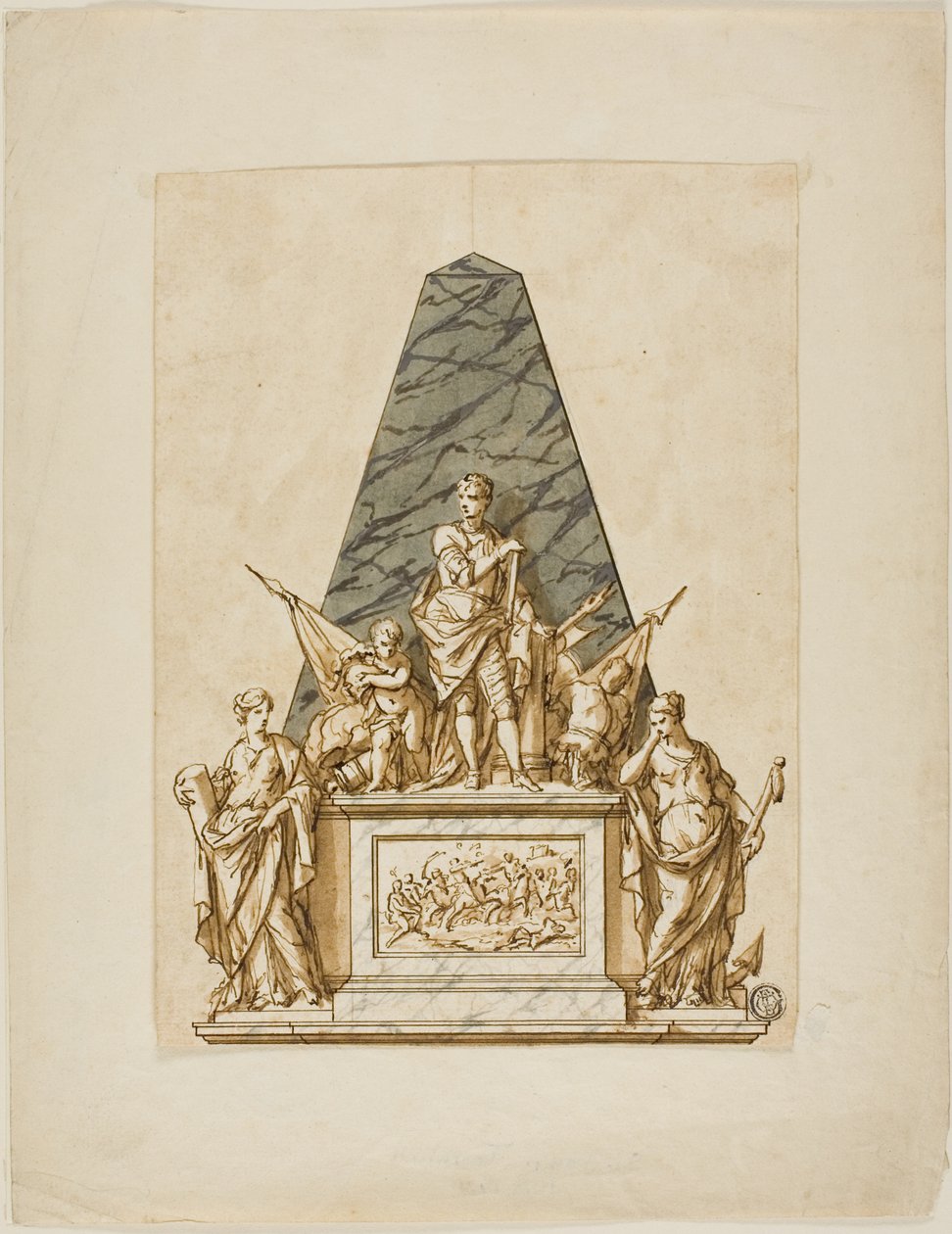 Uudført design til monumentet til den første hertug af Marlborough af John Michael Rysbrack