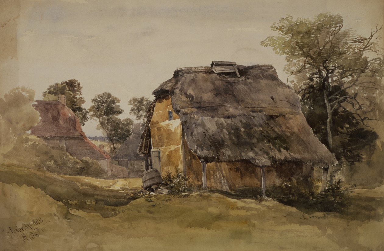 En gammel lade ved Tunbridge Wells (akvarel på papir) af John Middleton