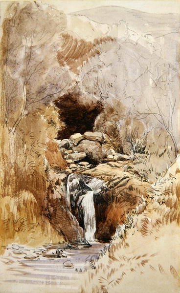 Rocky Stream (akvarel på papir) af John Middleton