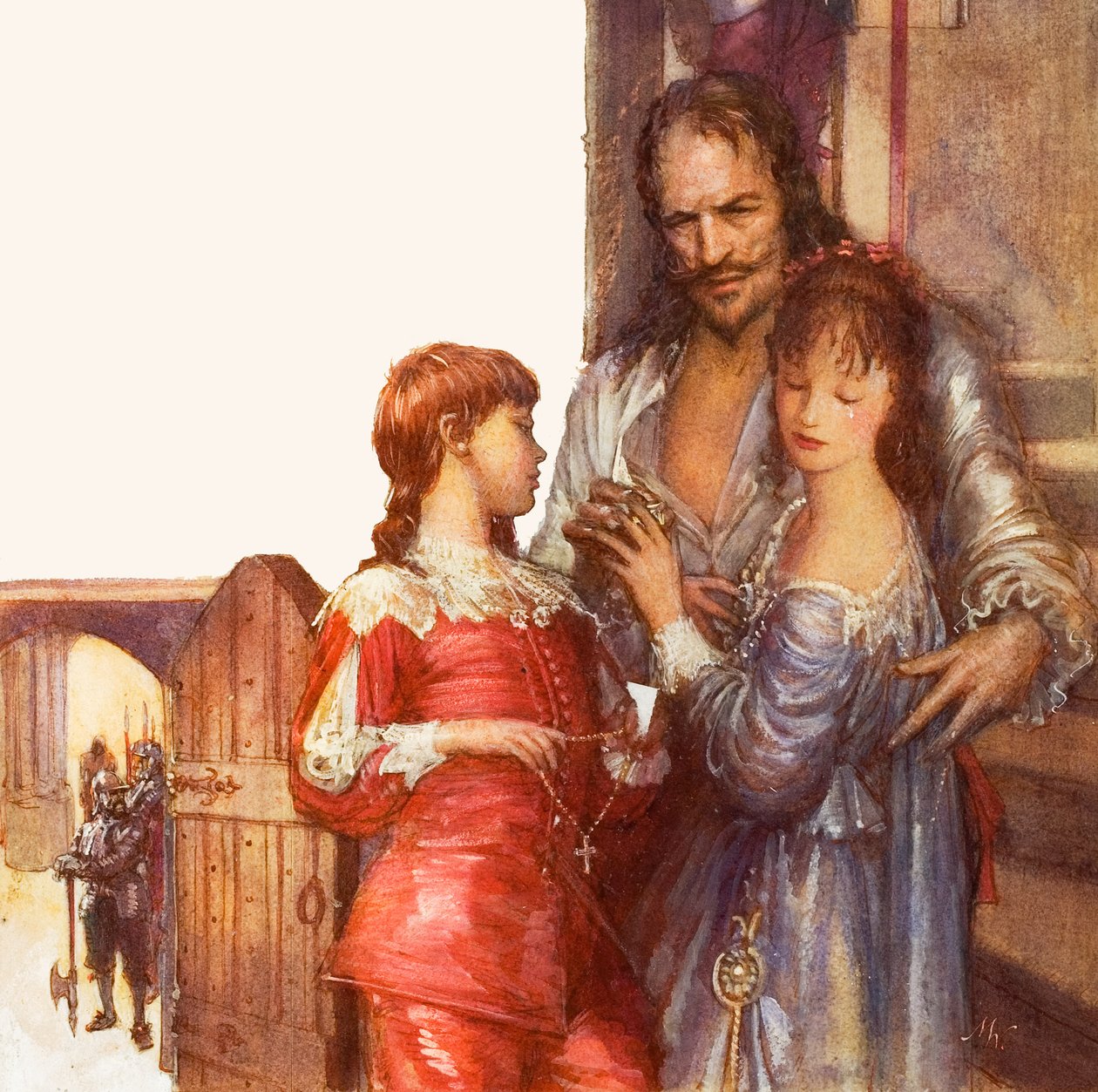 Charles I tager afsked med sine børn (gouache på papir) af John Millar Watt