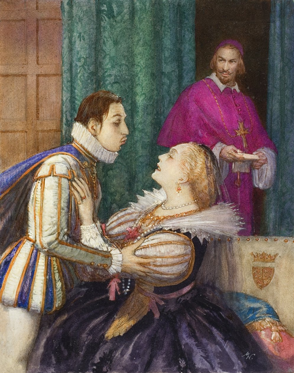 Richelieu, den store kardinal (gouache på papir) af John Millar Watt