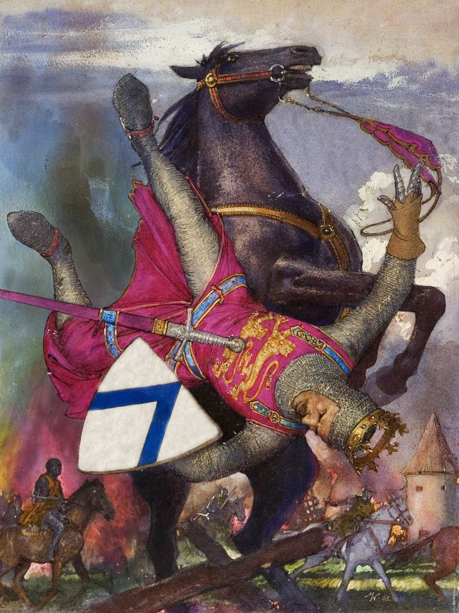 Vilhelm Erobrerens fald (gouache på papir) af John Millar Watt