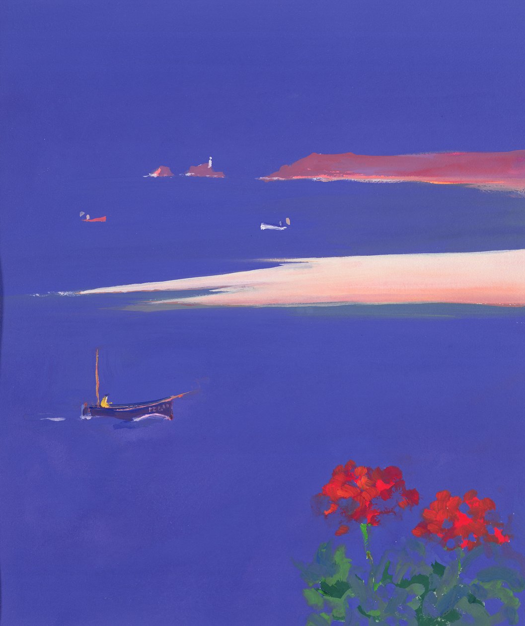 Godrevy og Blue Boat, 1999 af John Miller