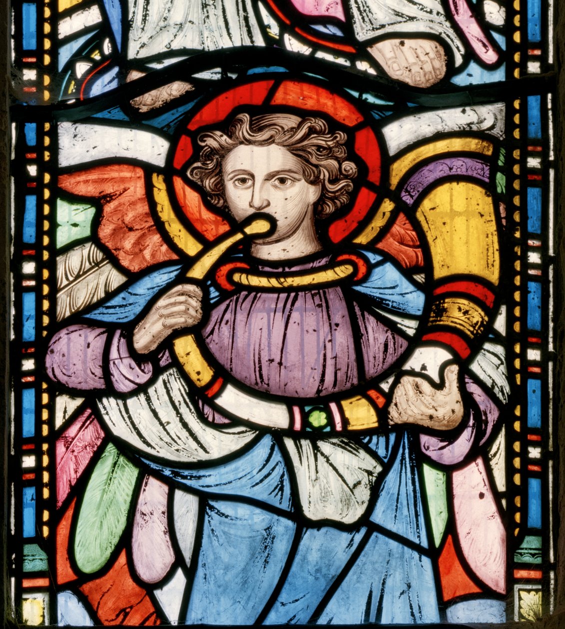 Engel blæser i horn, 1861 (farvet glas) af John Millner Allen