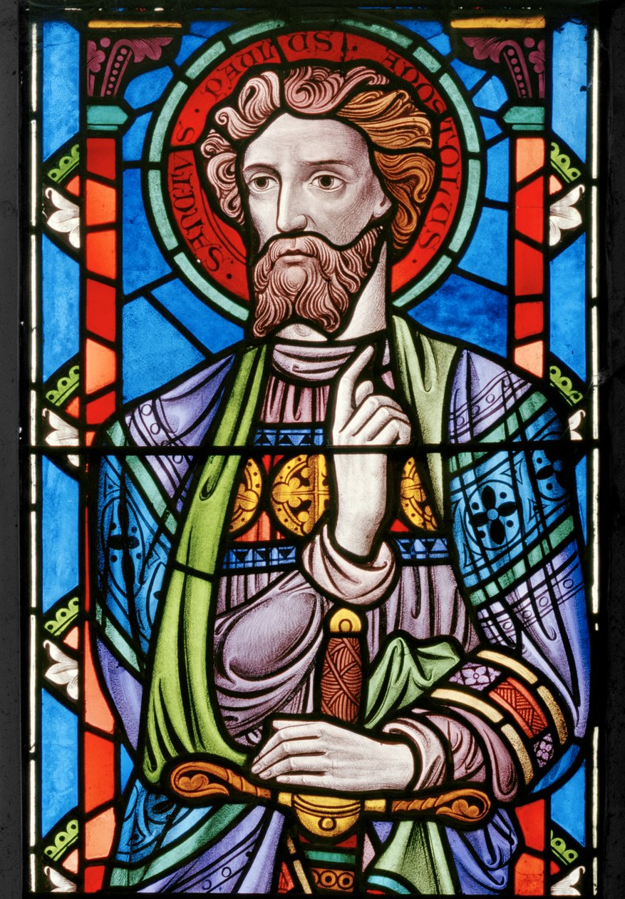 St Paul, detalje fra The Crucifixion, 1861 (farvet glas) af John Millner Allen