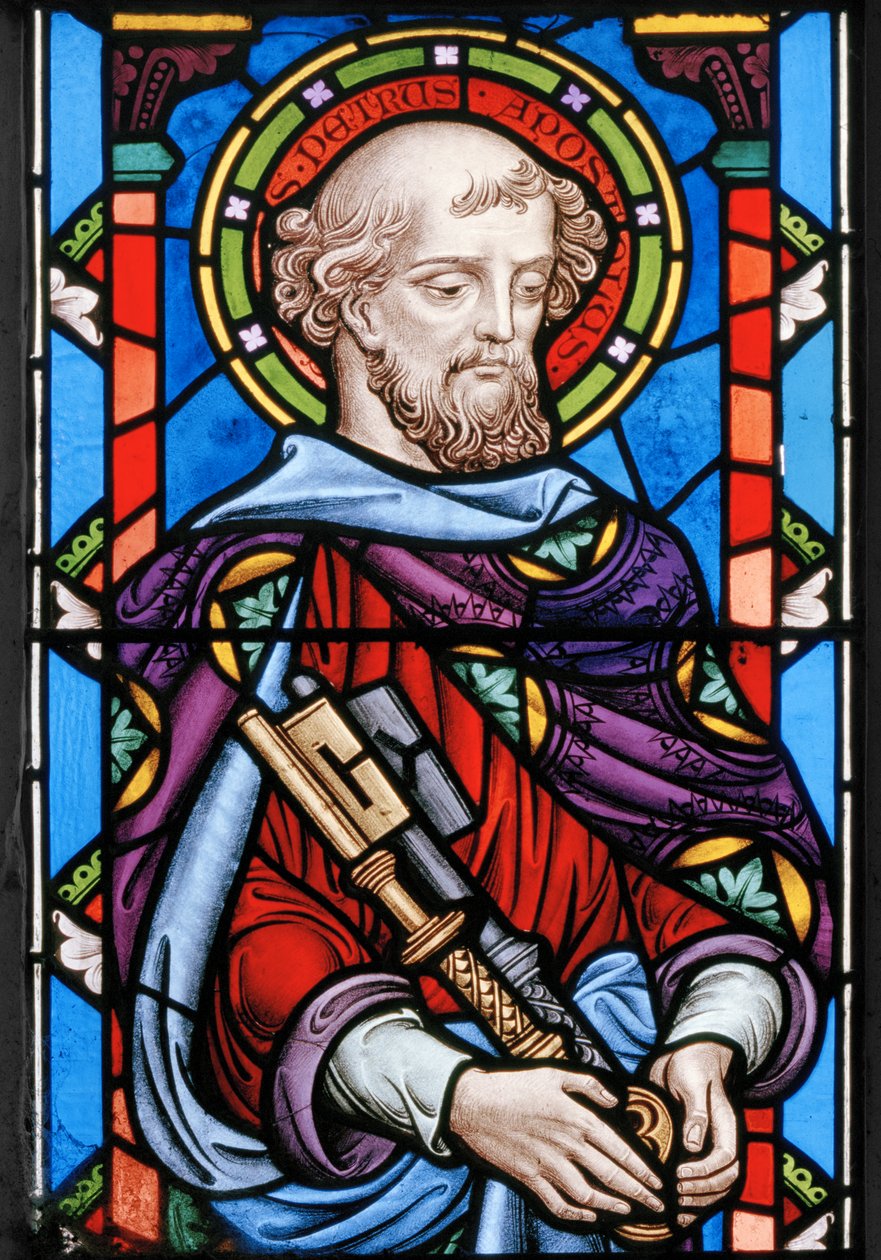 Sankt Peter, detalje fra Korsfæstelsen, 1861 (farvet glas) af John Millner Allen