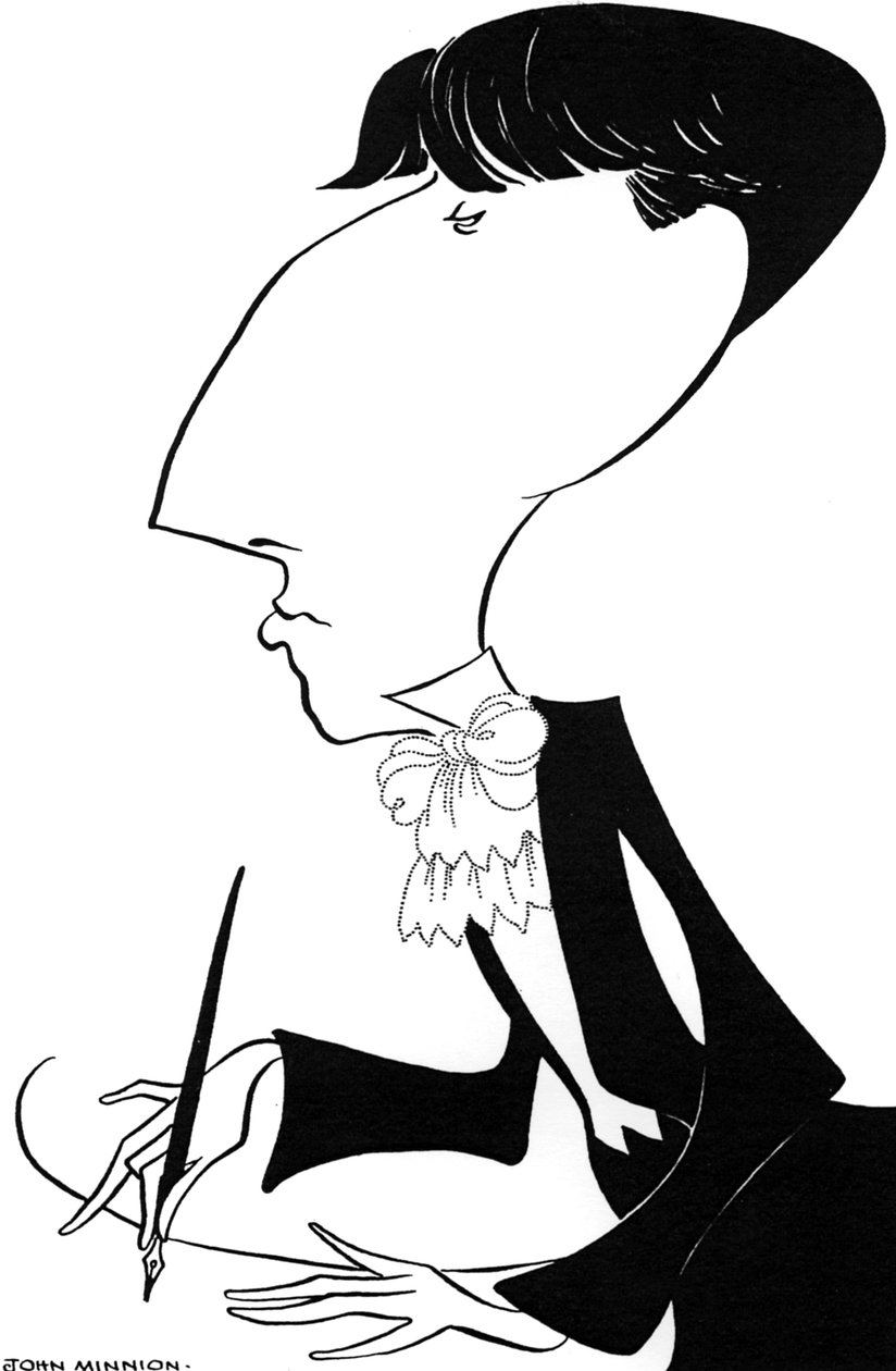 Aubrey Beardsley, karikatur, 20. århundrede (tegning) af John Minnion