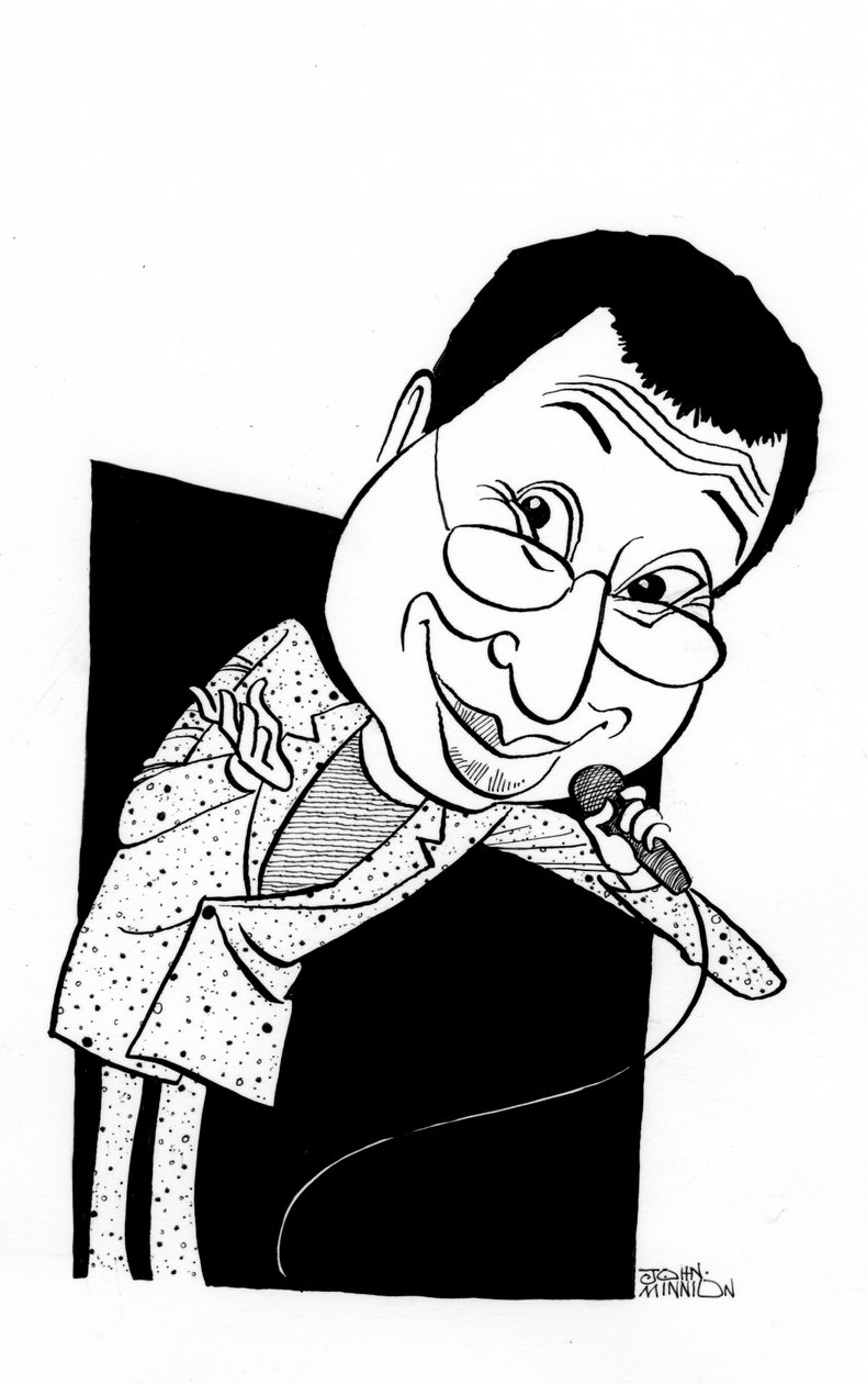 Ben Elton karikatur, engelsk komiker, forfatter og instruktør: b af John Minnion