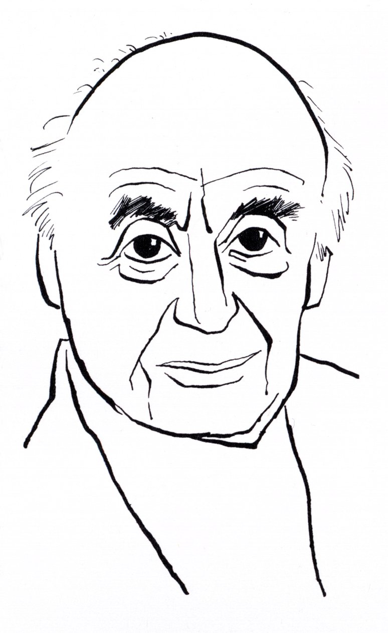 Berthold Goldschmidt, karikatur af John Minnion