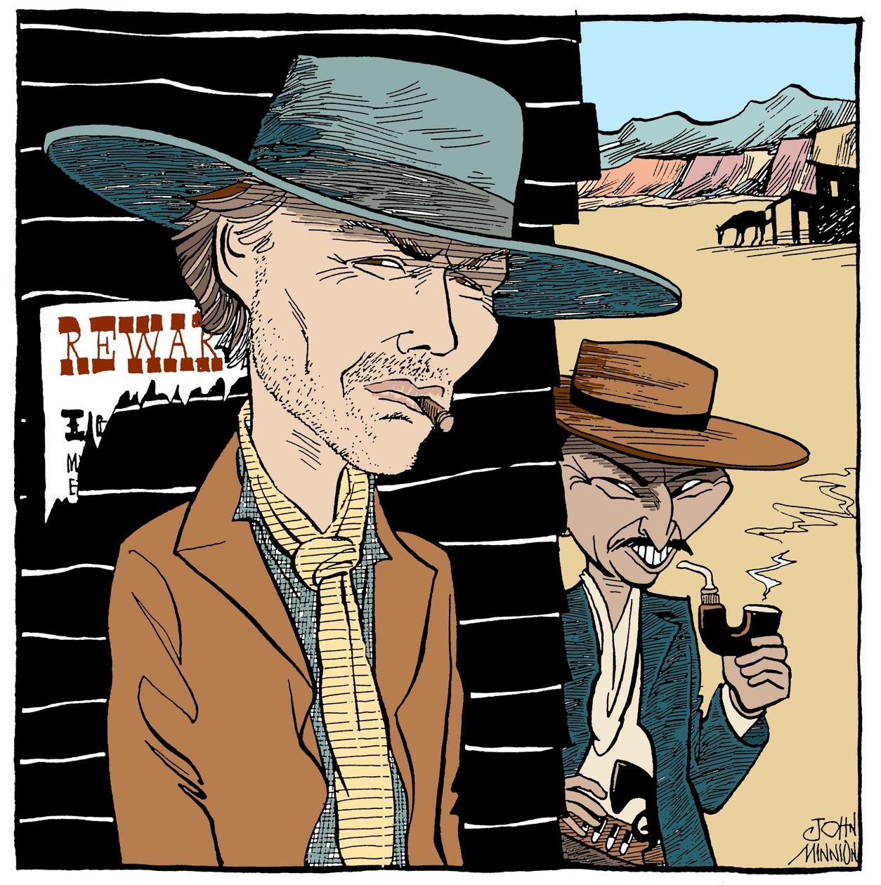 Clint Eastwood og Lee Van Cleef, karikatur af John Minnion af John Minnion