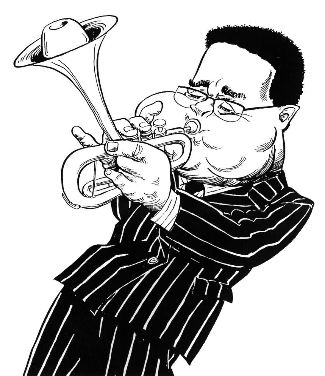 Dizzy Gillespie (John Birks Gillespie), karikatur af John Minnion af John Minnion