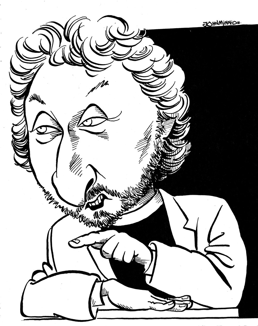Howard Jacobson karikatur, britisk forfatter af John Minnion