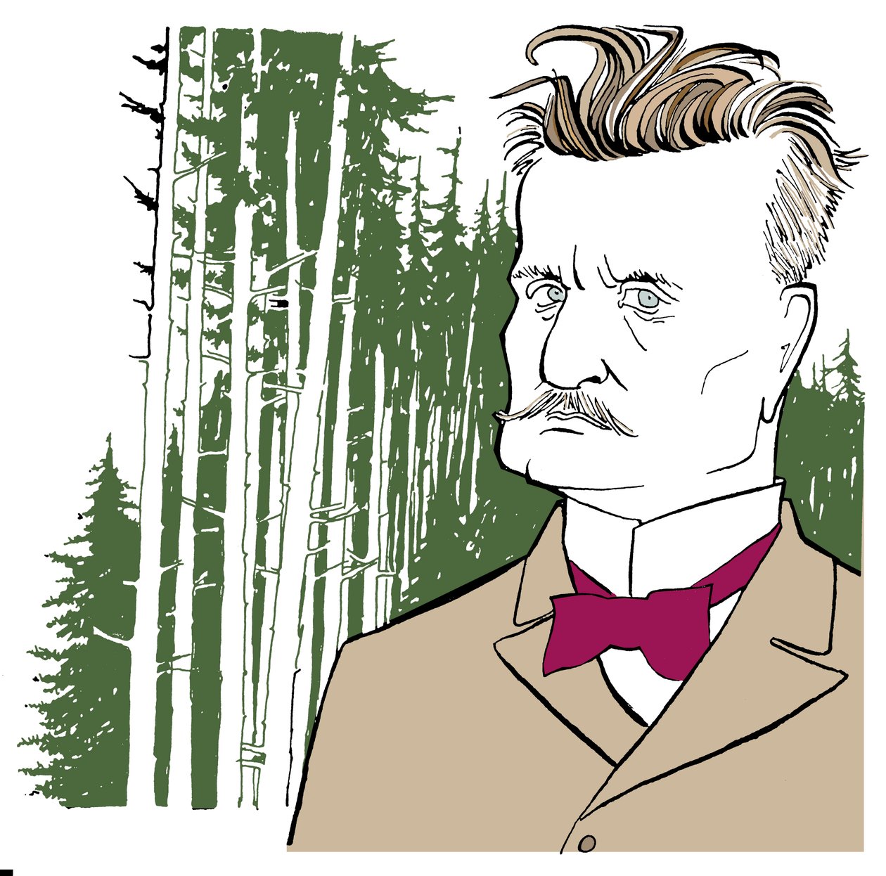 Jean Sibelius på baggrund af finske skove af John Minnion