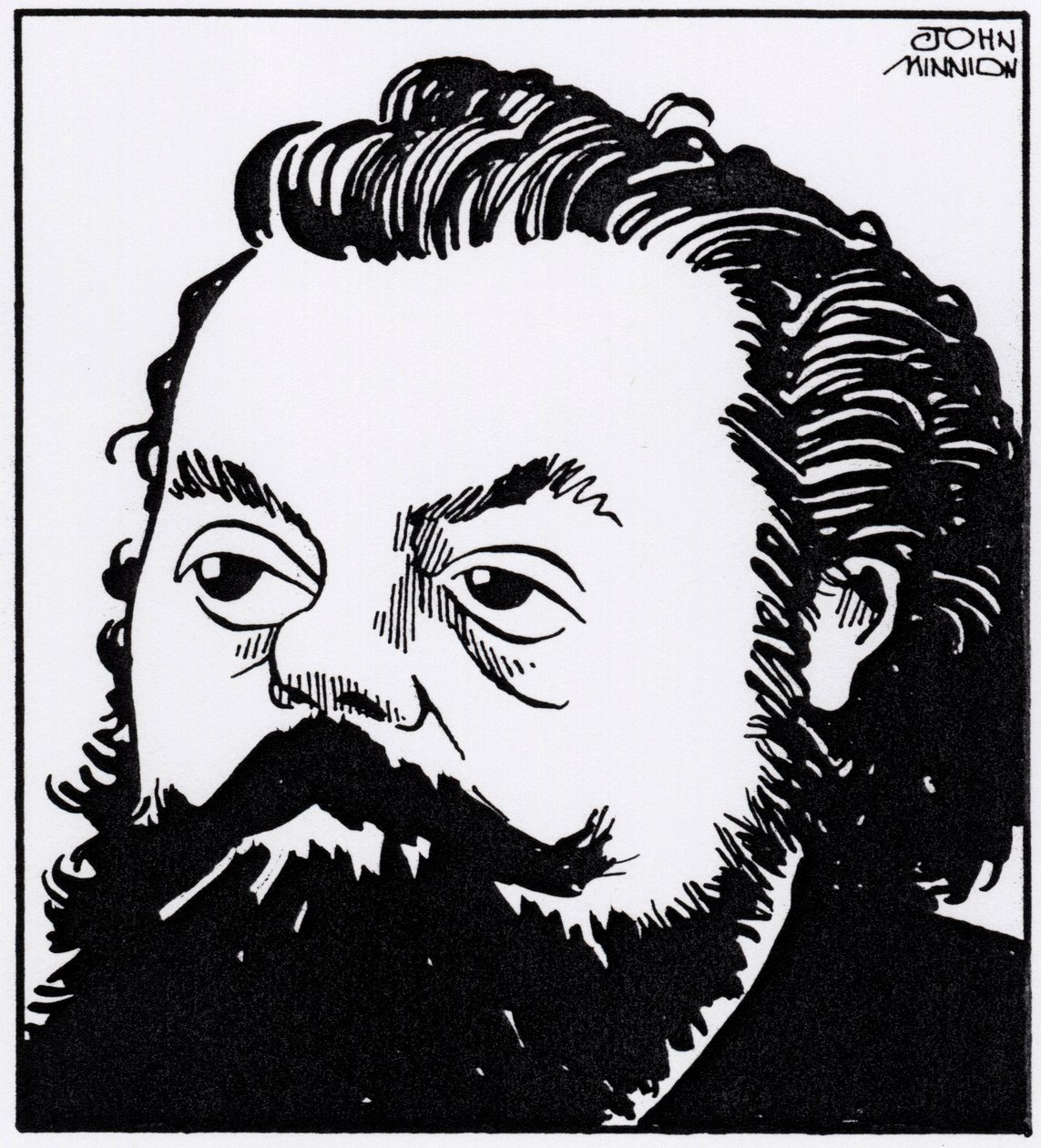 Modest Petrovich Mussorgsky, karikaturportræt af John Minnion