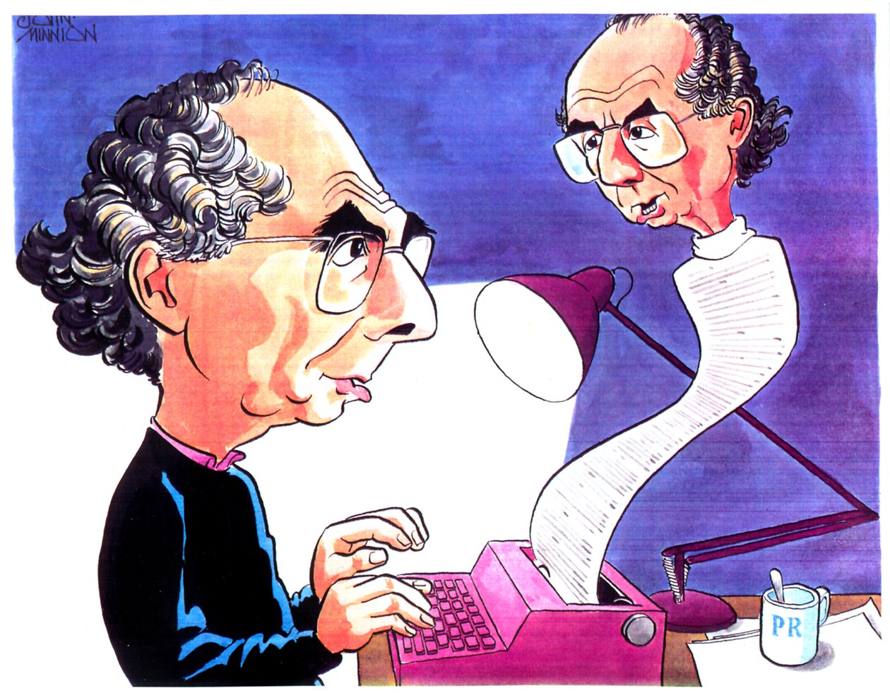 Karikatur af Philip Roth af John Minnion