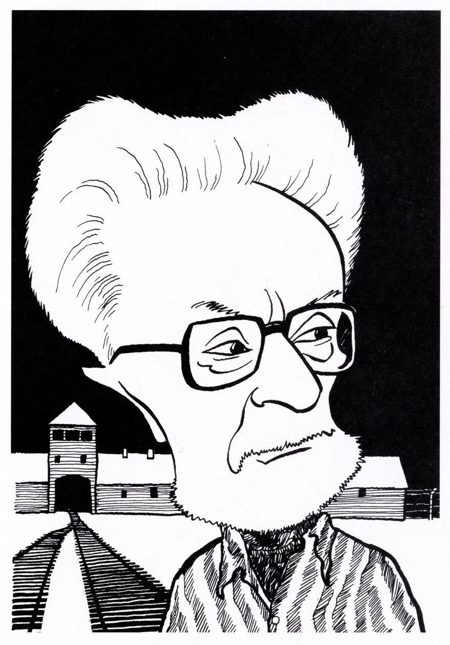 Primo Levi, karikaturer af John Minnion
