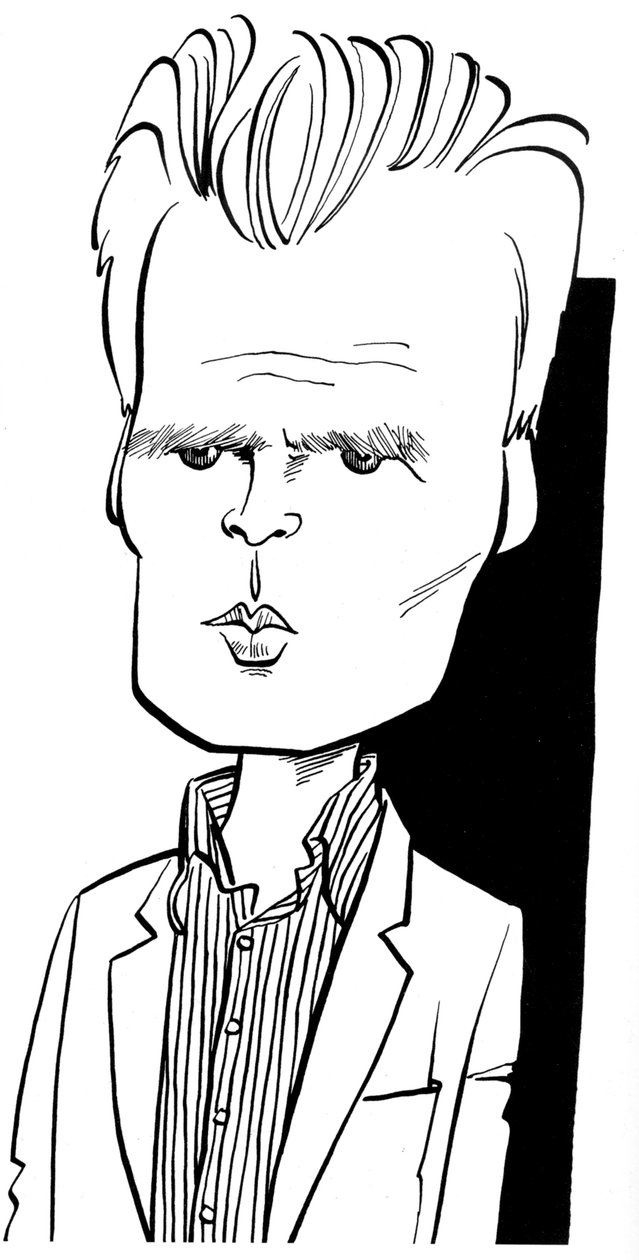 Robin Holloway, karikatur af John Minnion Engelsk komponist af John Minnion