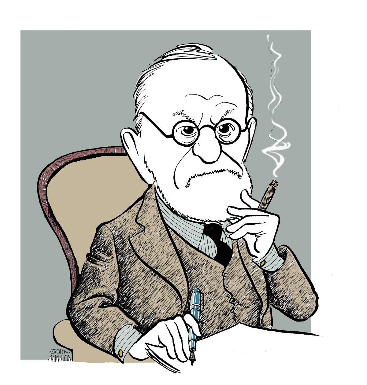 Sigmund Freud - karikatur af John Minnion
