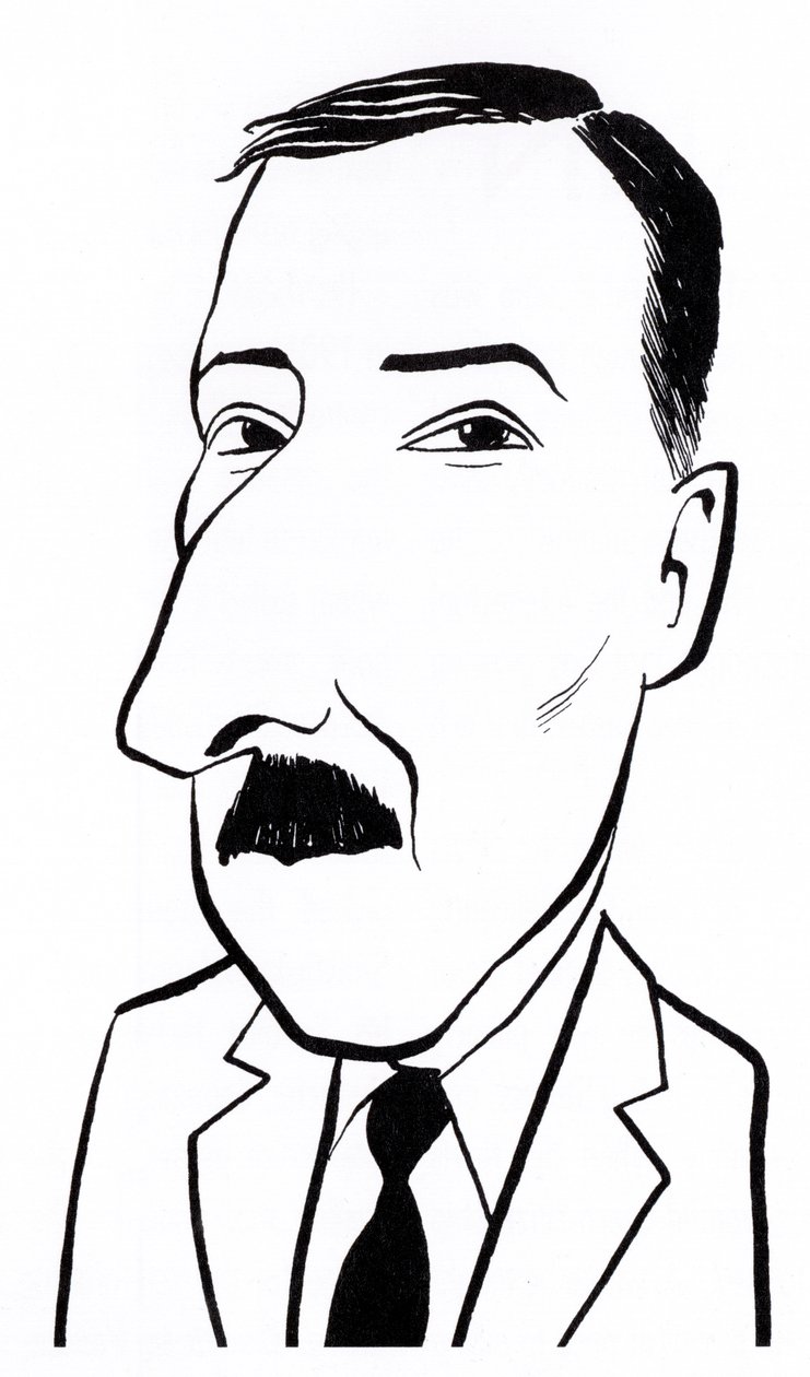 Stefan Zweig, karikatur af John Minnion