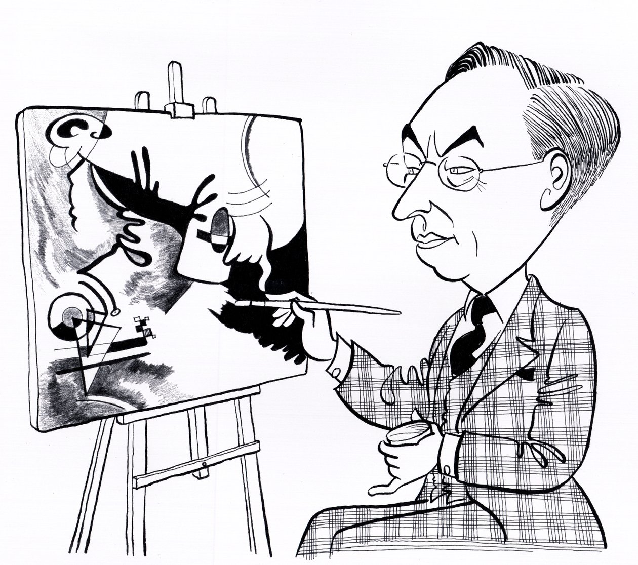 Vassily ( Wassily ) Kandinsky, karikatur med staffeli af John Minnion