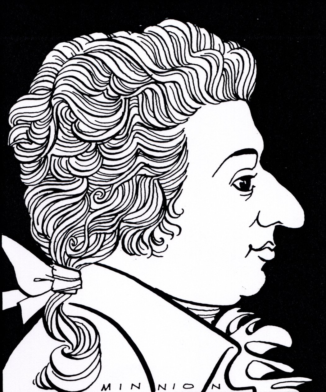 Wolfgang Amadeus Mozart - caricature af John Minnion