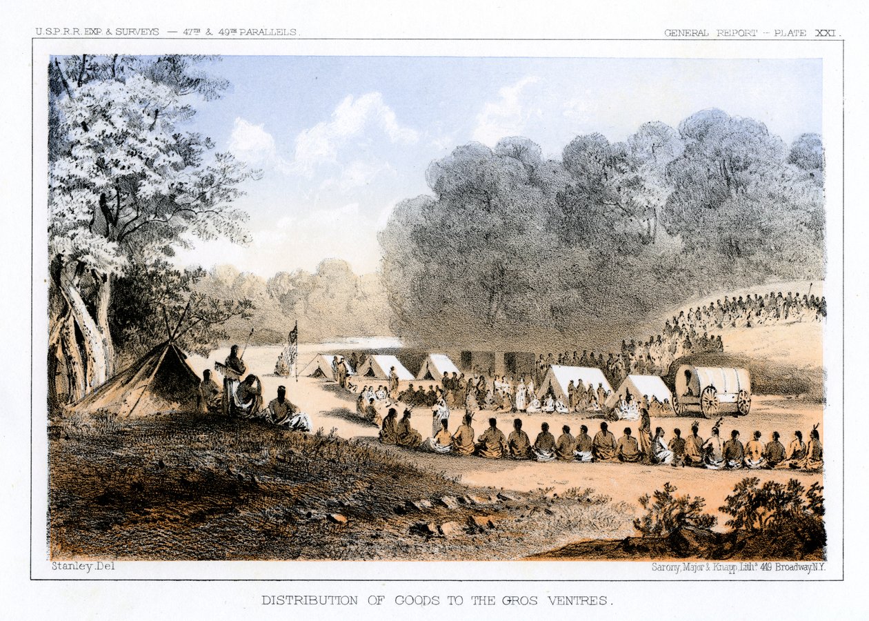 Fordeling af varer til Gros Ventres 26. august 1853 1856. af John Mix Stanley